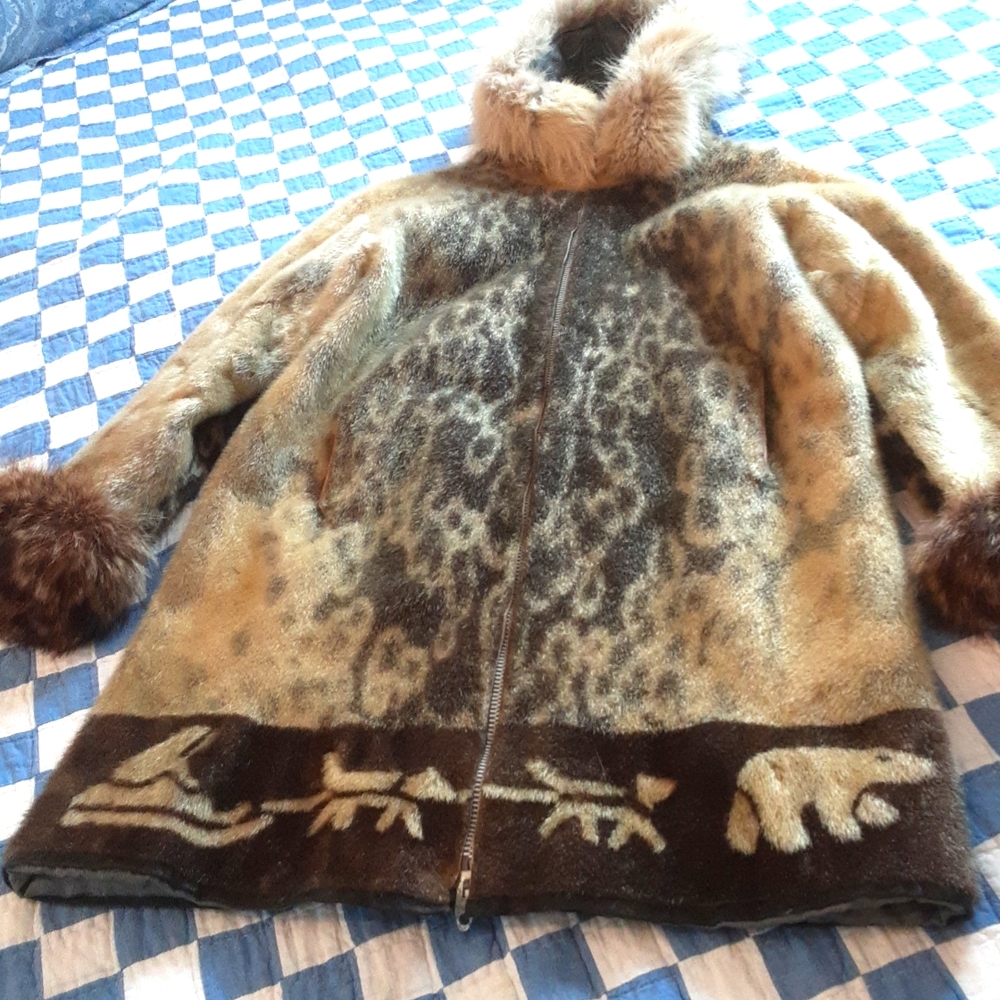 1 960's SEALSKIN, FULL-LENGTH PARKA WITH FUR CUFFS & HOOD